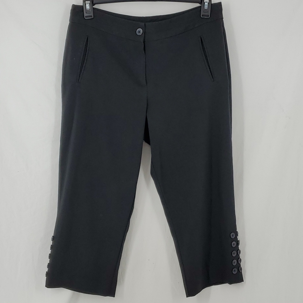 Larry Levine Stretch Cropped Trousers Black Sz 12